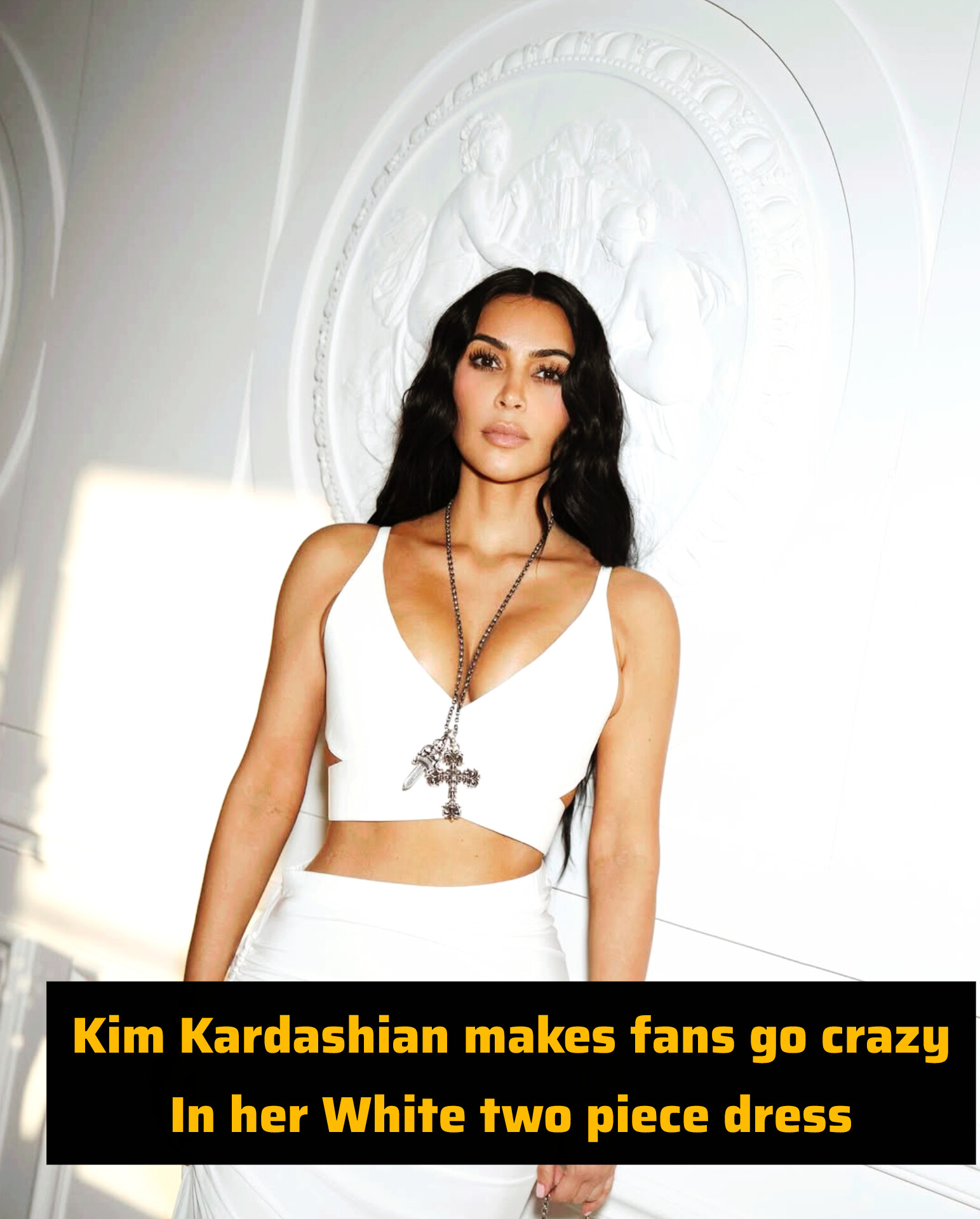 Kim Kardashian makes the Fans go Crazy in a White Two Piece Dress